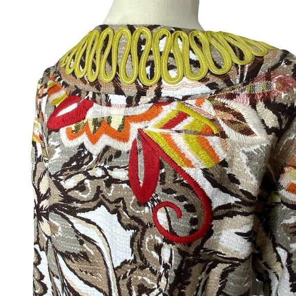 CHICO’S Blazer Jacket Embroidery & Rick Rack Details Size 1 or Women’s 8 - Picture 11 of 15